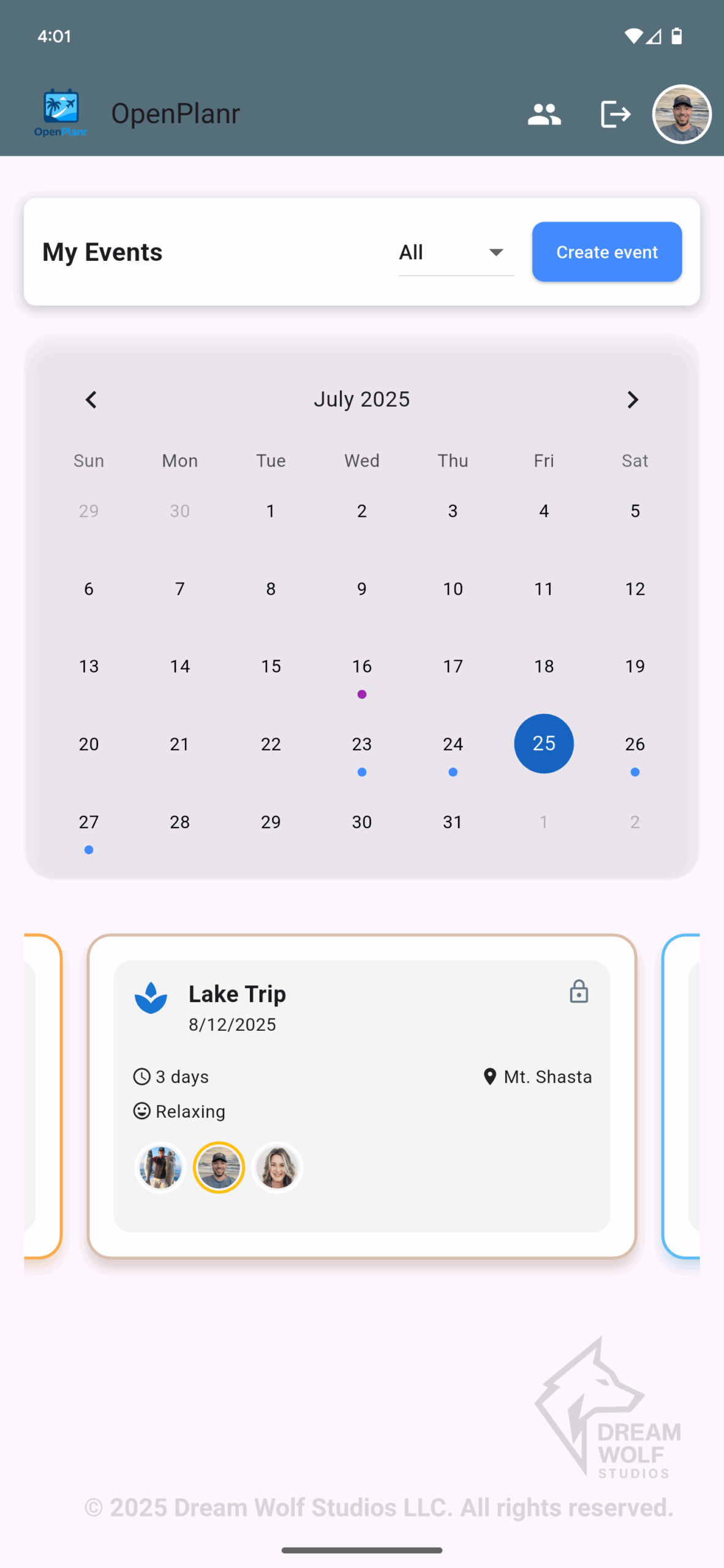 View and manage all your events in one place.