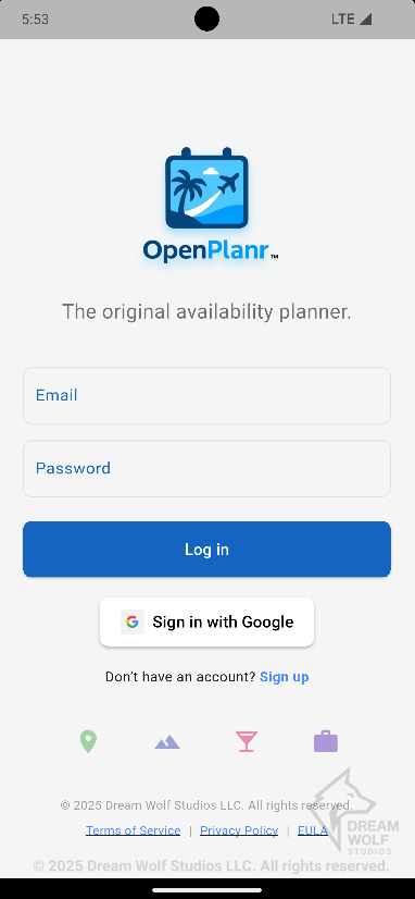Secure login and Google Sign-In options.