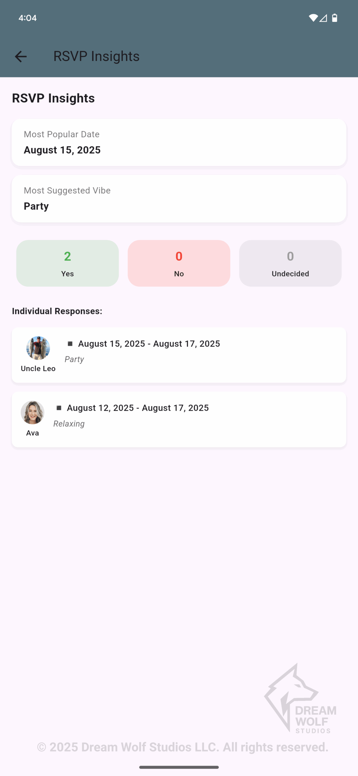 Get real-time RSVP insights from your friends.