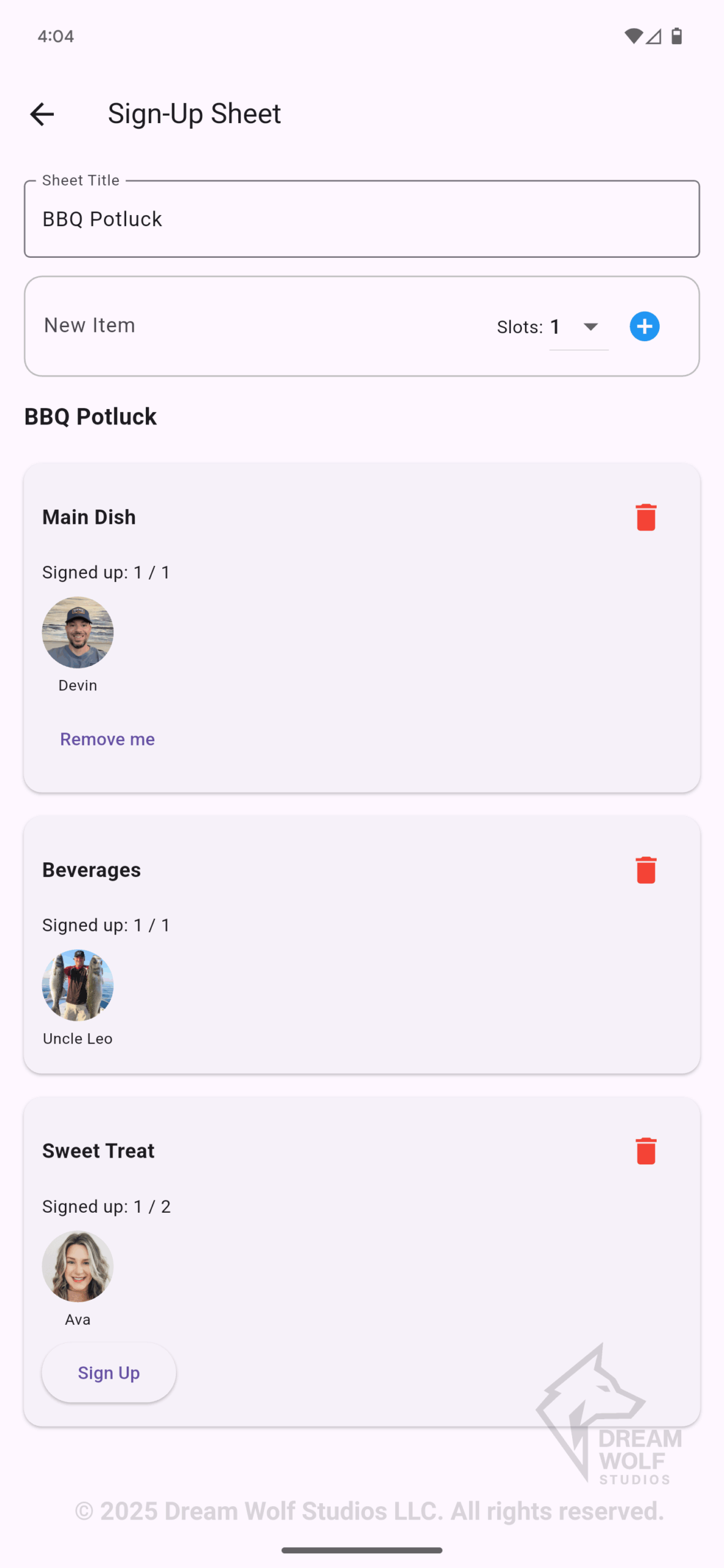 Stay organized with built-in sign-up sheets.